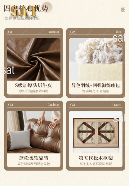 Minimalist Brown Sleep Sofa Faux Leather Designer Loveseat Lazy Sofa Couch Cloud Divano Da Soggiorno Living Room Furniture