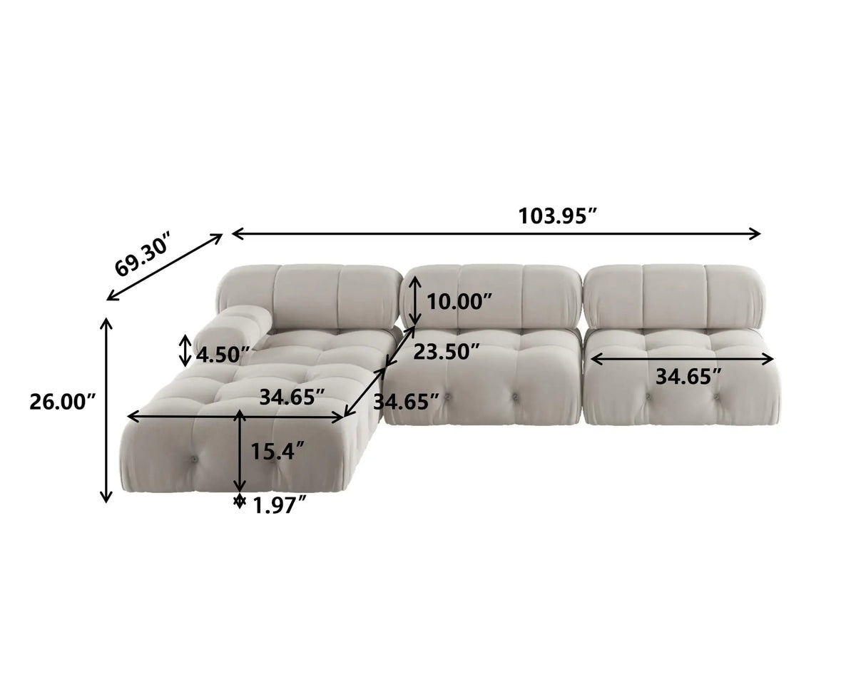 Living Room Furniture Mario Bellini Modern Nordic L Shape 3 4 5 6 7 Seater White Velvet Modular Sectional Sofa Couch Set