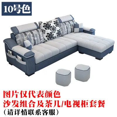 Modern Luxury Three-Seat Home Furniture L-Shape Love Sofa Set with Sponge Filling Fabric Design for Living Room Best Price