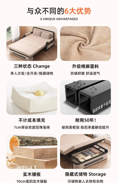 Sofa bed folding dual-purpose 2025 new single bed small apartment living room balcony folding bed multi-functional retractable b