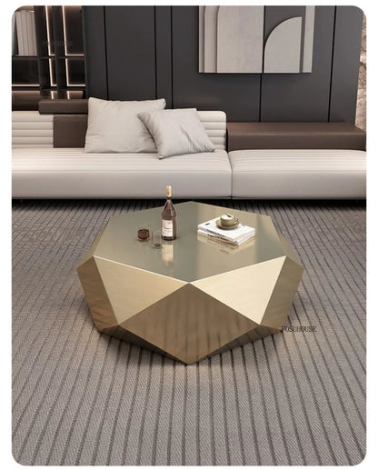 Luxury Gold Coffee Tables for Living Room Italian Irregularly Shaped Metal Side Tables Minimalist High-end Table for Office