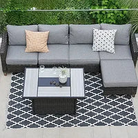 Outdoor Furniture, Patio Wicker Sectional Sofa Modular Furniture Set Single Sofa with Thick Cushions for Deck Porch Poolside Ga