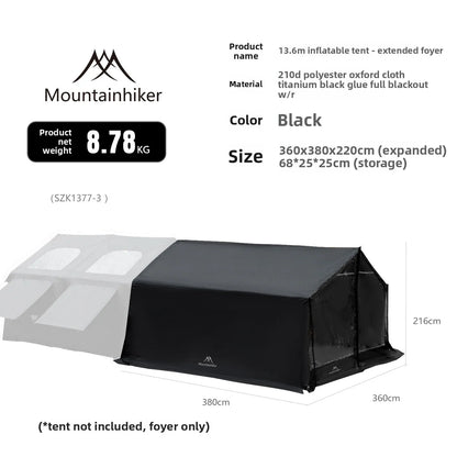 Mountainhiker 13.6㎡ Large Inflatable Tent Outdoor Camping 8-10 Person Tent Rainproof Family Awning Beach Quick Open Fishing Park