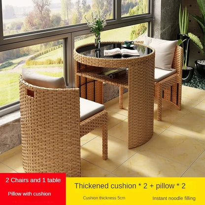 European Rattan Garden Furniture Sets Home Balcony Patio Furniture Creative Open-air Garden Furniture Combination Outdoor Set F