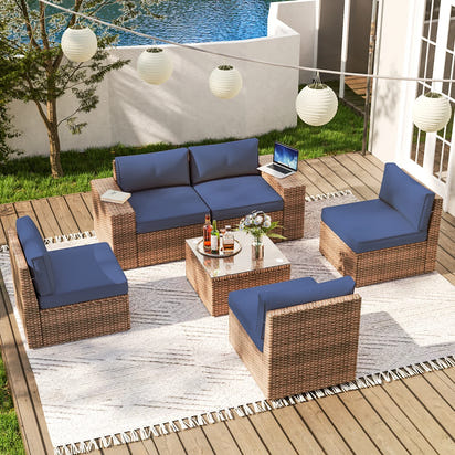 #Patio Furniture Sets Luxurious Outdoor Sofa Set Furniture All Weather Garden Rattan Furniture Wicker Outdoor Rattan Sofa