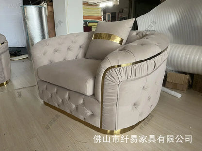 pg45American fabric buckle sofa European light luxury velvet simple straight sofa