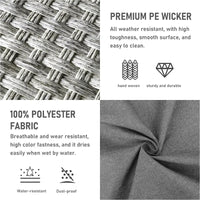 Patio Furniture Set 6 Piece Grey Wicker Outdoor Furniture Patio Sectional Sofa Couch PE Rattan Conversation Sets with Fir