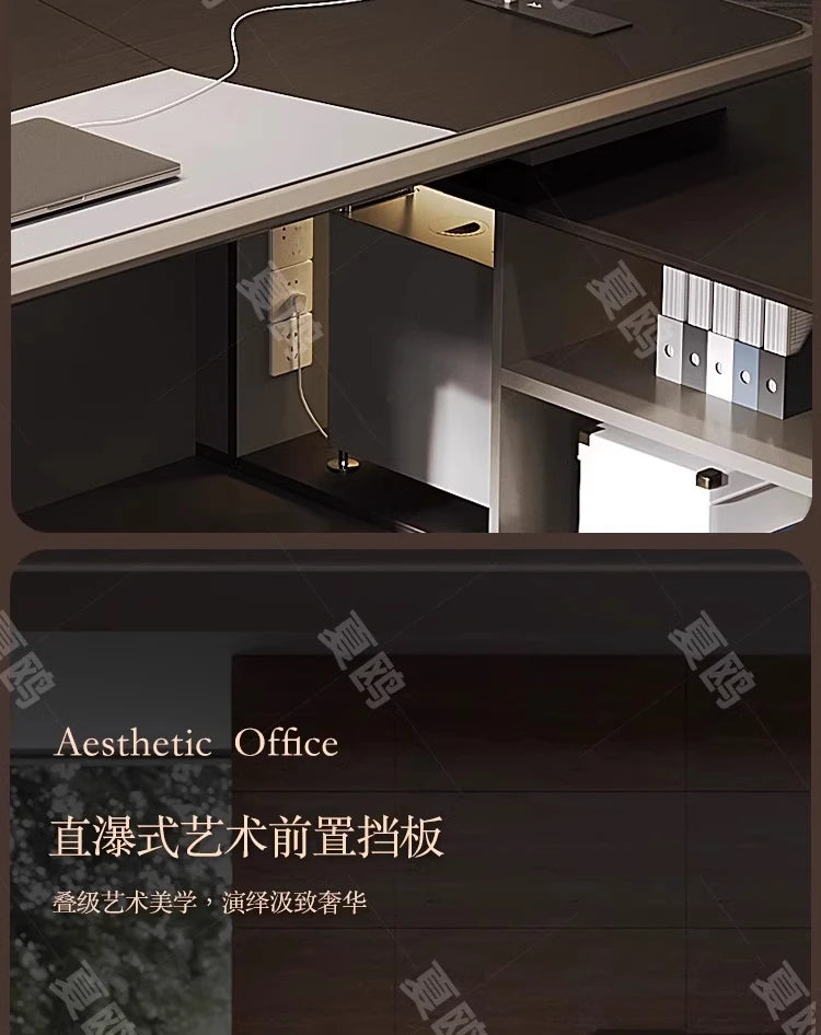 High Quality Light LuxuryOffice Desk Boss L Shaped Work Manager Computer Desks Executive Shelf Escritorio Oficina Furniture