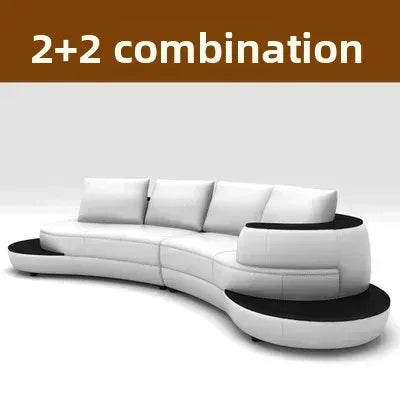 Sofa with Corner Sectional Modern Leather Couch Big Arc Shape Living Room Sofas Set