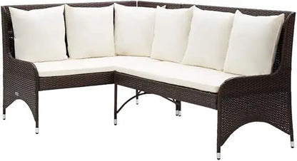 Durable Outdoor Patio Corner Sofas 2 pcs in Poly Rattan - Brown, Weather-Resistant Furniture with Comfortable Cushions