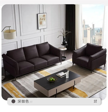 Italian simple style small apartment living room leather sofa