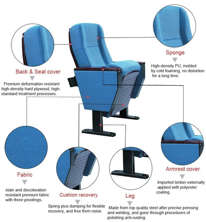 Standard Size Theater Furniture Church Chairs Auditorium Conference Room Chair Lecture Hall Seating with Writing Pad