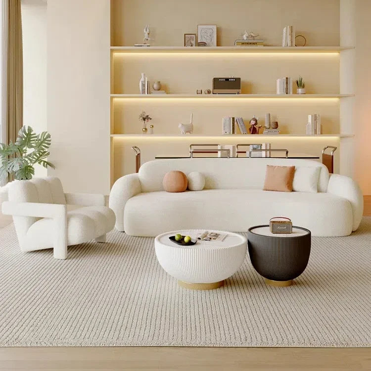 Curved Living Room Sofas Designer Beauty Salon Sofa Clothing Store Rest Area Reception Sofa Cream Style Living Room Furniture GL