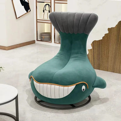 #Shark Model Living Room Sofa Chair Fabric Upholstered Velvet Children's Swivel Lounge Chair