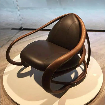 Italian single sofa rocking chair Internet celebrity creative balcony recliner high-end living room designer walnut lounge