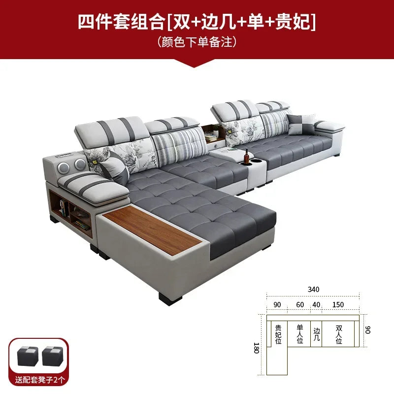 Luxury Technology Cloth Sofa Living Room Furniture Modern Cloakroom Bedroom Sofa Combination Nordic Apartment Sofa Set