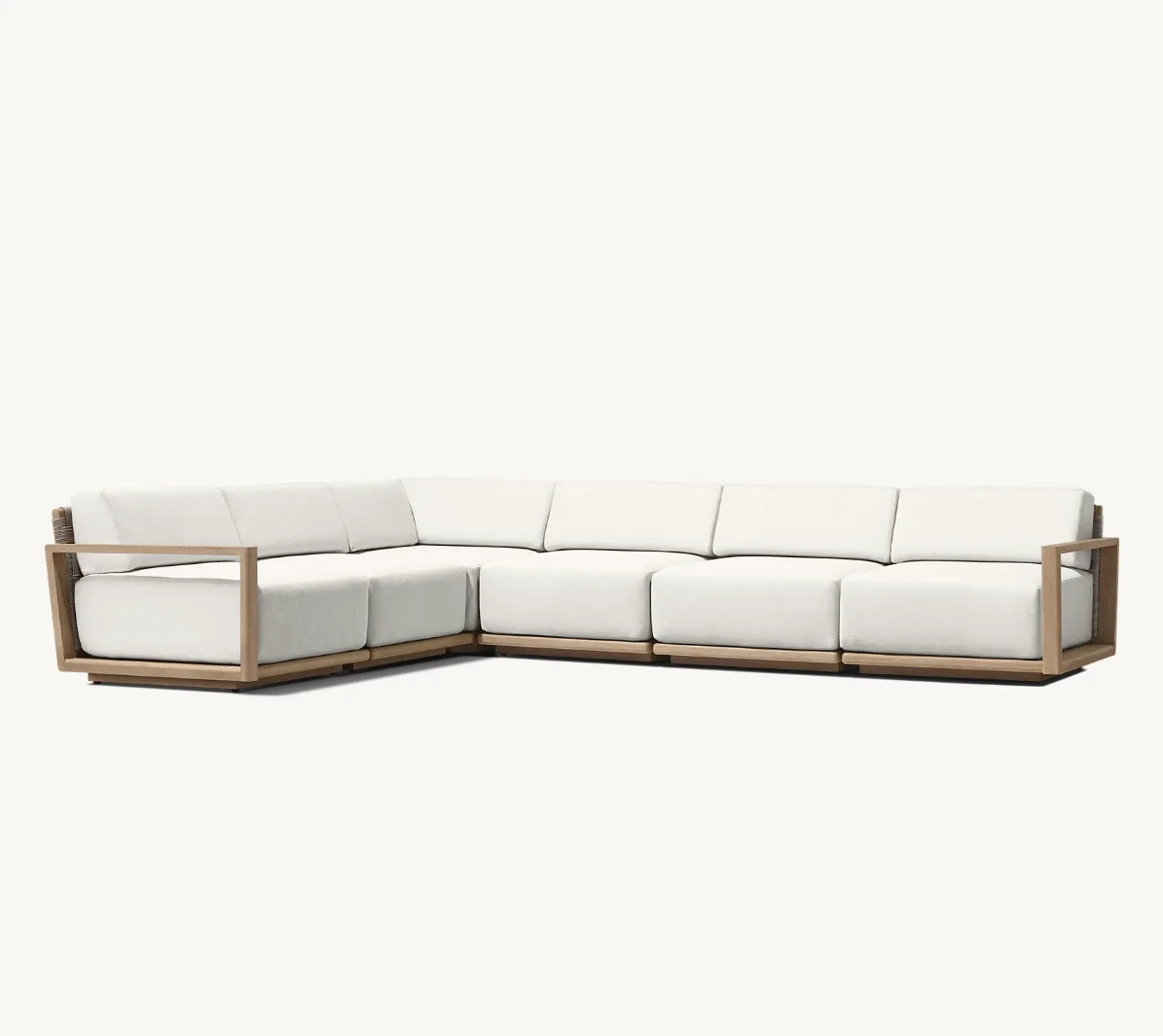 Modern Luxury All Weather Patio Garden Hotel Pool Sofa Set Outdoor Leisure Solid Wood Furniture Teak Modular Sofa L-Sectional