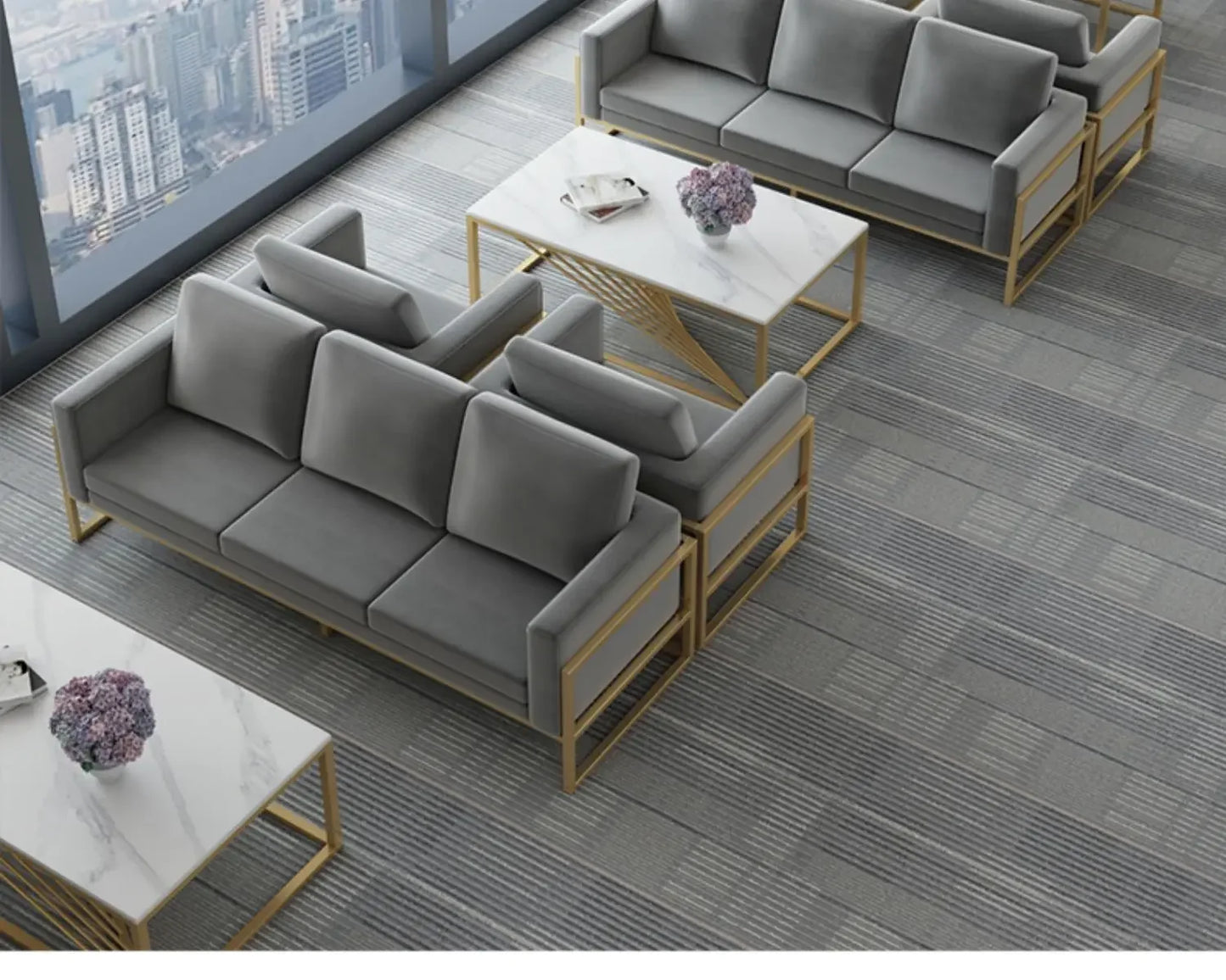 Lobby Sofa Chair Leisure Rest Area Meeting Reception Booth Sofa Table and Chair