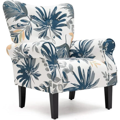 Modern Accent Chair,High Back Armchair,Upholstered Fabric Button Single Sofa with Wooden Legs for Living Room,Customized