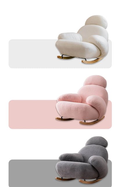 Big white Internet celebrity rocking chair lazy sofa single rocking cream living room lazy chair simple balcony bedroom