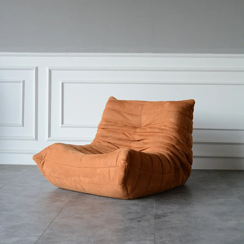 Single sofa living room bedroom lazy fabric leather leisure chair small apartment cream wind