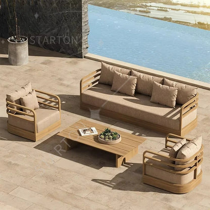 Luxury Outdoor Sofa Garden Set Luxury Hotel Teak Outdoor Furniture Villa Patio Furniture Set Wooden Furniture