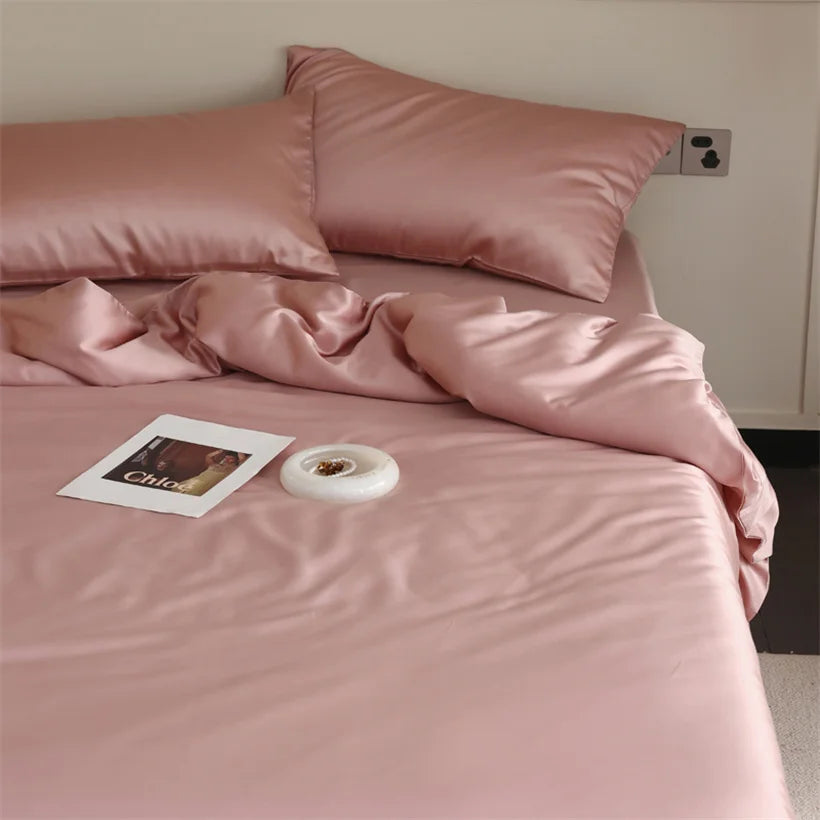 Mulberry Silk Bedding Set Luxury Natural 100% Silk Duvet Cover Set Bed Sheet Pillowcase Single Double Bedsheet King Queen Size
