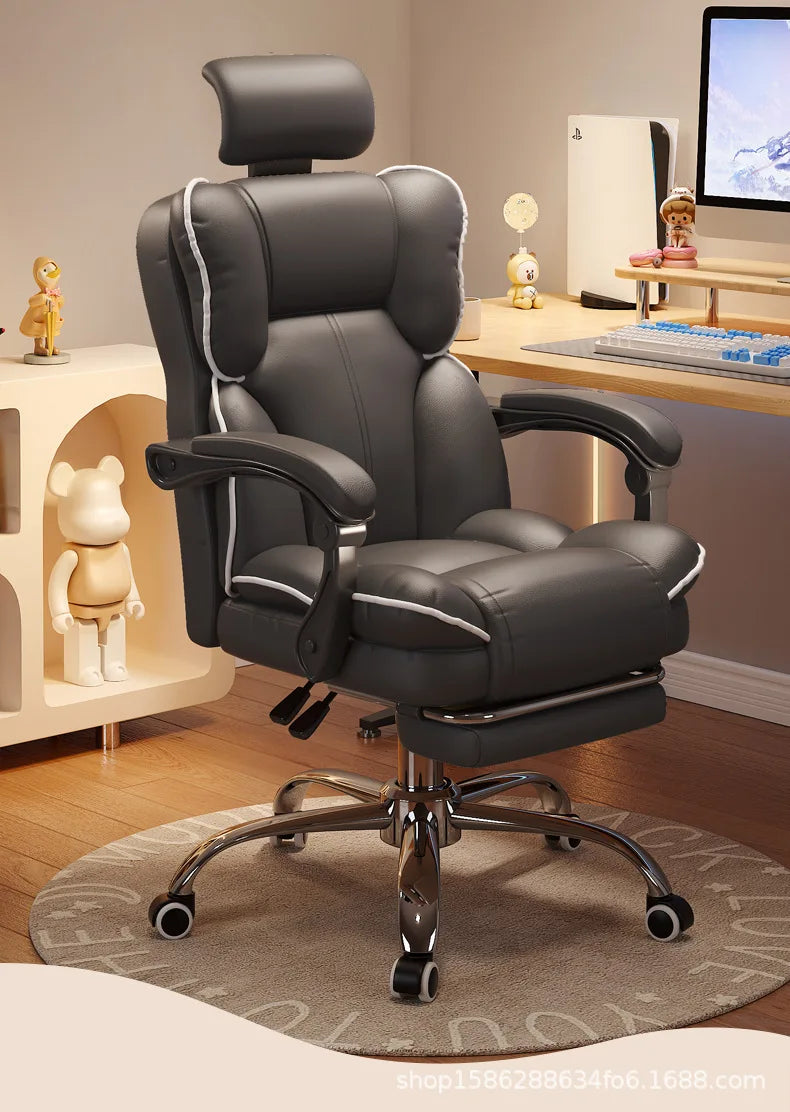 Office Chairs Executive Gamer Chair with Foot Rest High Back Office Chair Computer Gaming Chairs Big and Tall PU Leather Brown