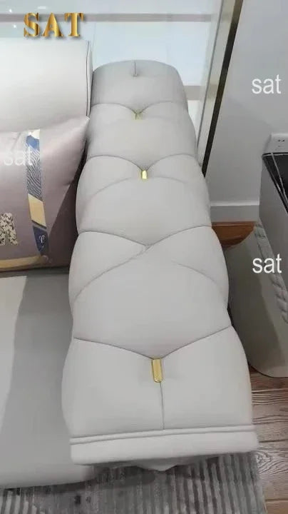 -Modern Luxury High-end Living Room Sofa Set Furniture Upholstered Full Leather Button Tufted Sofa Home