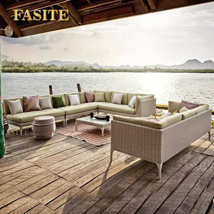 Rattan Sofa Nordic Villa Area Courtyard Outdoor Sofa Furniture Model Room Outdoor Soft Decoration Bed Recliner Waterproof