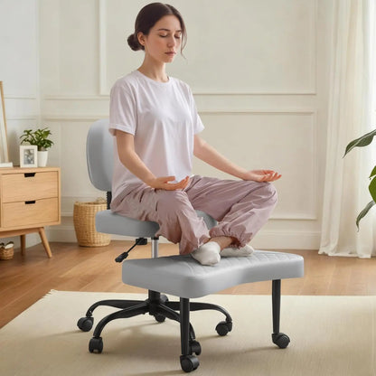 Cross Leg Chair - Meditation Chair with Wheels, ADHD Chair, Height Adjustable Seat, Adjustable Footstool