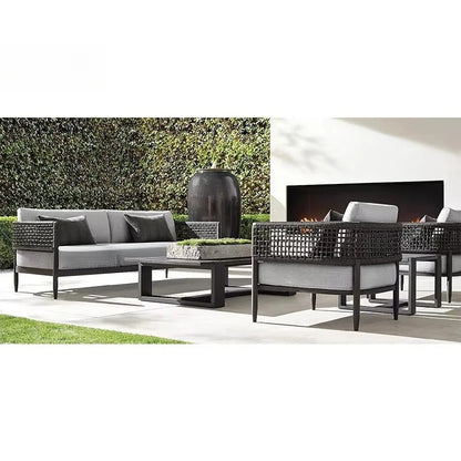 Patio Sectional Conversation Set Outdoor Lounge Set Luxury Furniture Corner All Weather Couch Aluminum Frame Garden Sofa