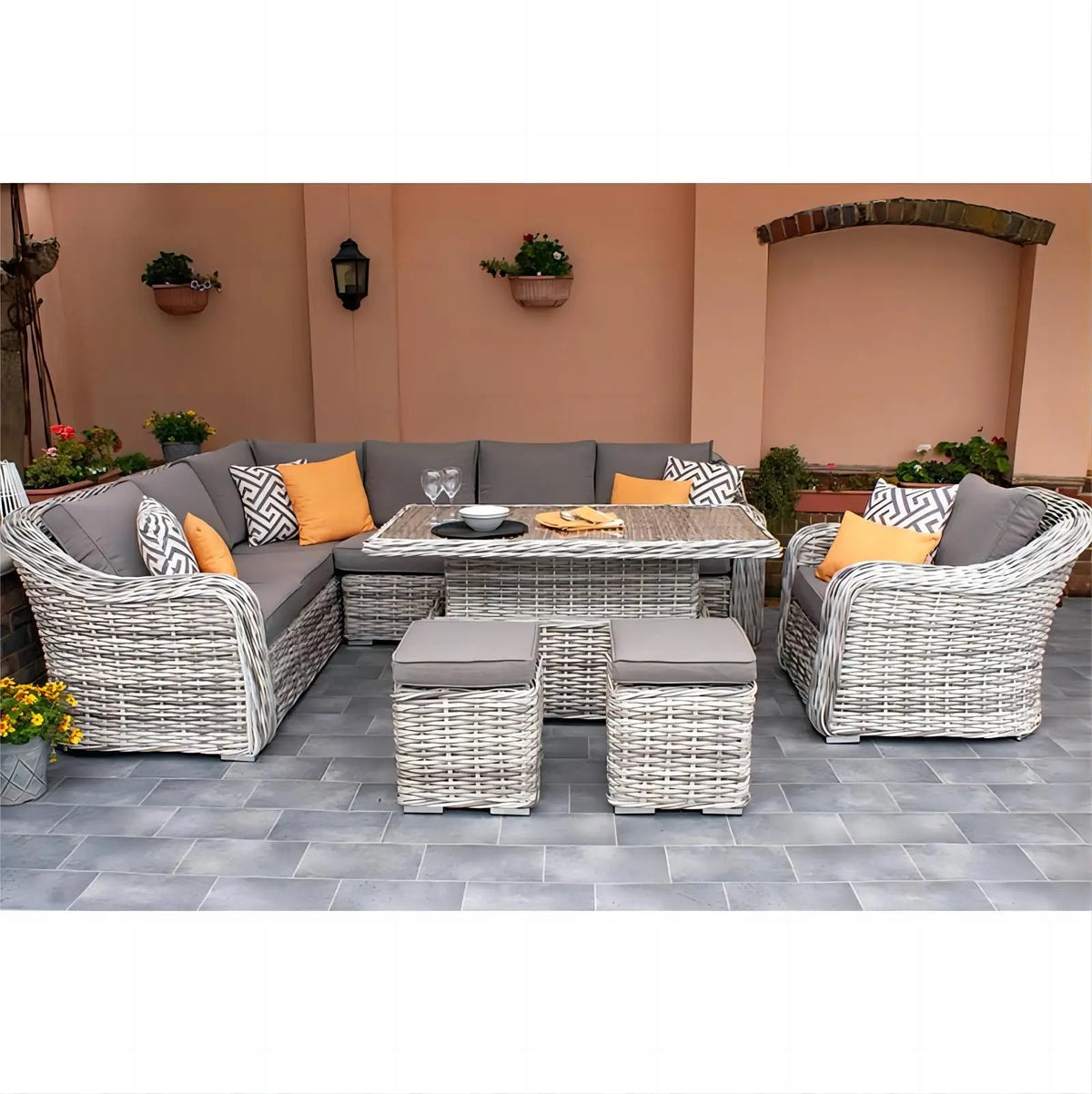 Wicker Patio Rattan Sets Garden Sofa Set Modern Lounge Furniture Sofa Set Outdoor Garden Furniture