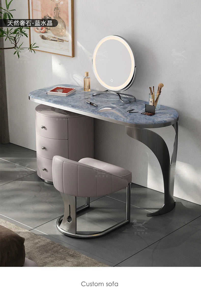 light luxury French luxury stone dresser chest cabinet integrated solid wood modern bedroom high-end makeup table