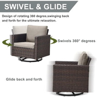 PatioLix 5 Piece Patio Furniture Set with Fire Pit Table 41in 55,000 BTU,Wicker Outdoor Conversation Sets - Outdoor Swivel Rocker