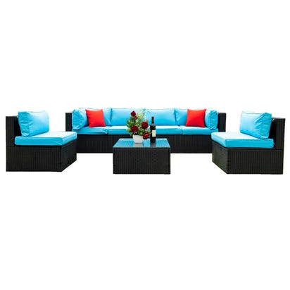 5 Pieces PE Rattan sectional Outdoor Furniture Cushioned U Sofa set with 2 Pillow