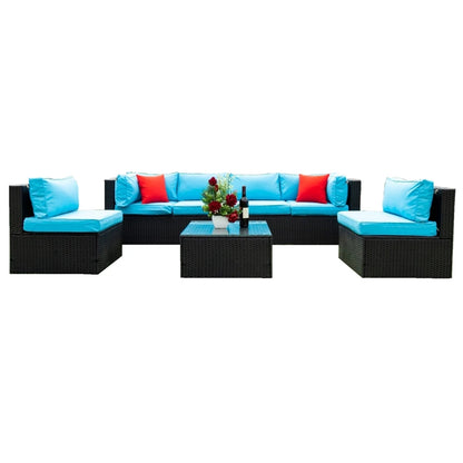 5 Pieces PE Rattan sectional Outdoor Furniture Cushioned U Sofa set with 2 Pillow