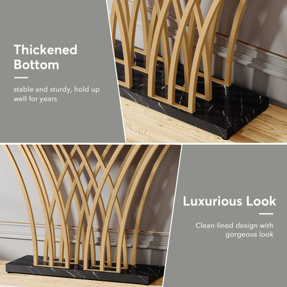 Tribesigns 59 inch Gold Console Table, Modern Entryway Table with Grid-Shaped Metal Base for Entrance, Hallway, Entryway