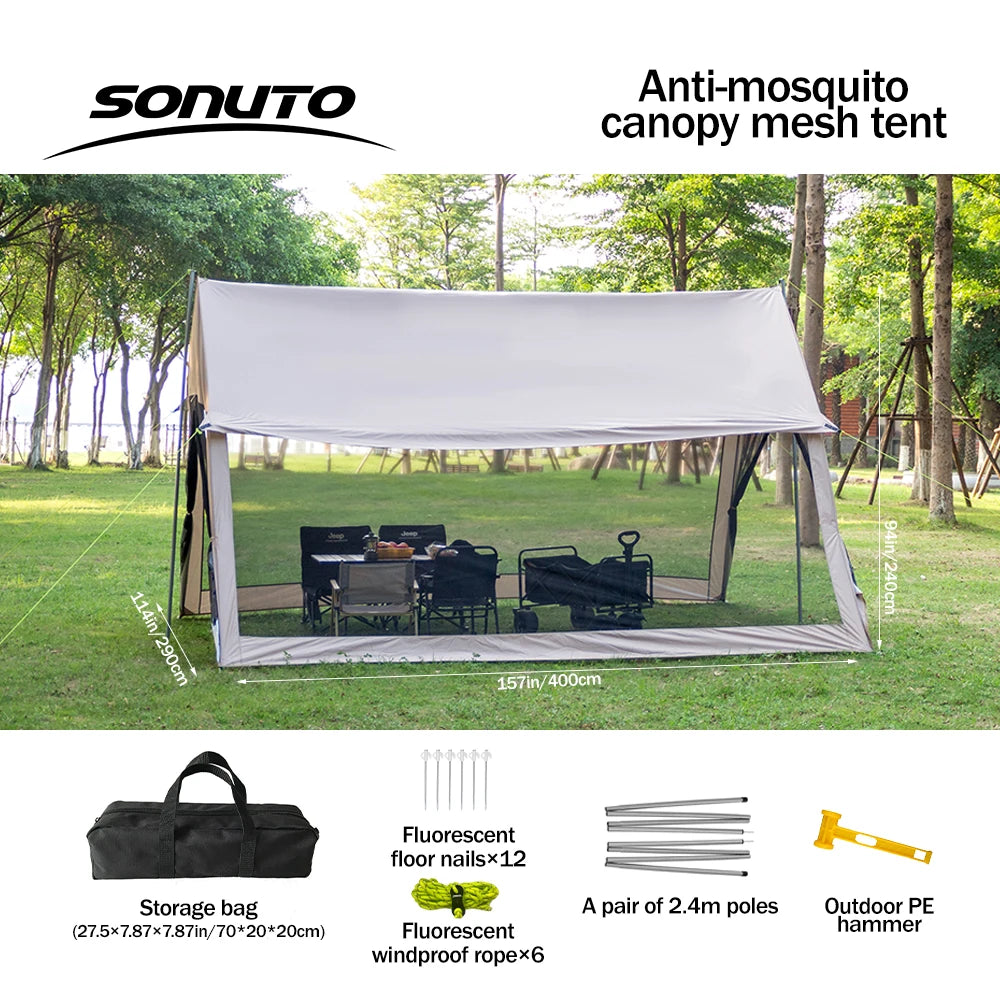210D Outdoor 6-10p family camping anti-mosquito large canopy Portable folding tent sun protection waterproof beach park pergola