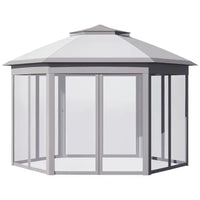 11' x 13' Pop Up Gazebo  Tent with Zippered Mesh Sidewalls and Carrying Bag Event Tent Shelter for Patio Garden Backyard Gray