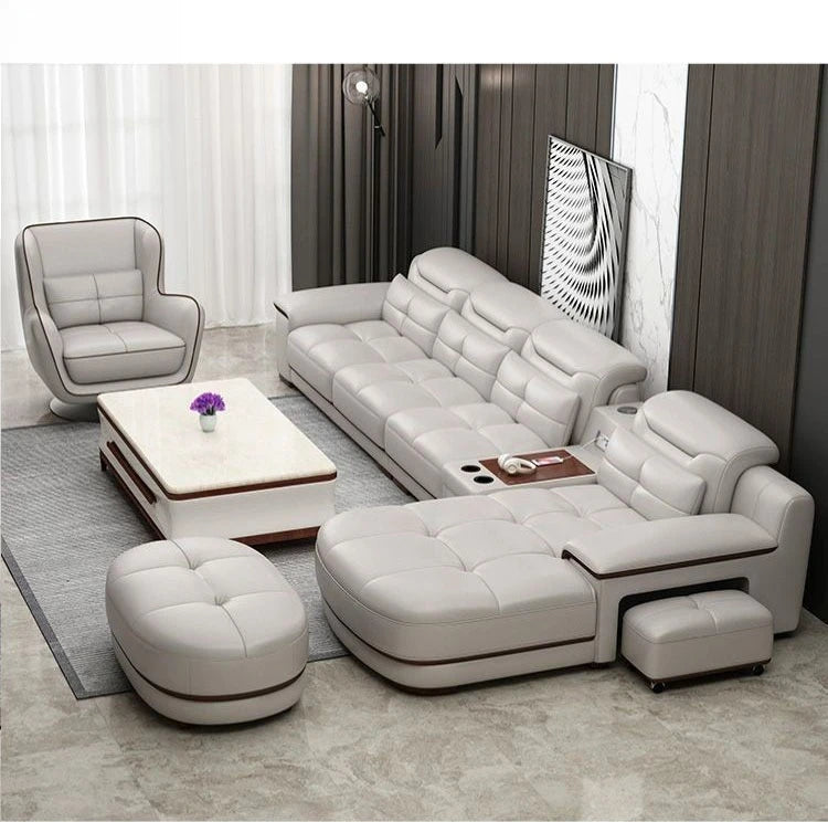 Italian leather sofa, modern single-layer leather sofa, living room small apartment, high-end light luxury leather sofa