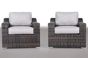 Mid Century Outdoor Patio Sectional Sofa Resort Grade Rattan UV Cushion 2pc Club Chair Set, Customized