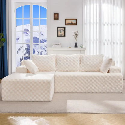 3 Seat L-Shape Modular Couch, Customized High Elastic Memory Foam Living Room Sofa