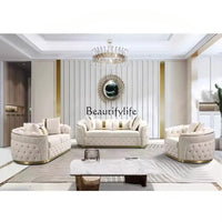 pg45American fabric buckle sofa European light luxury velvet simple straight sofa