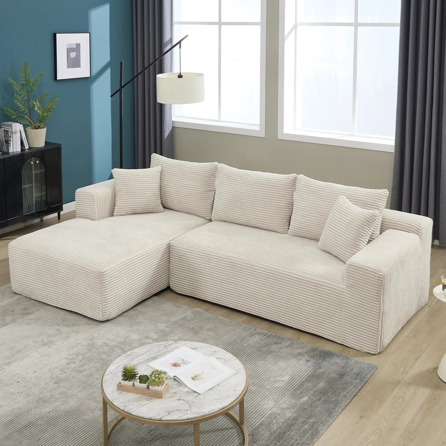 Wholesale L Shaped Cloud Couch 107 Inch Plush Sectional Sofa with Chaise Minimalist Living Room Furniture