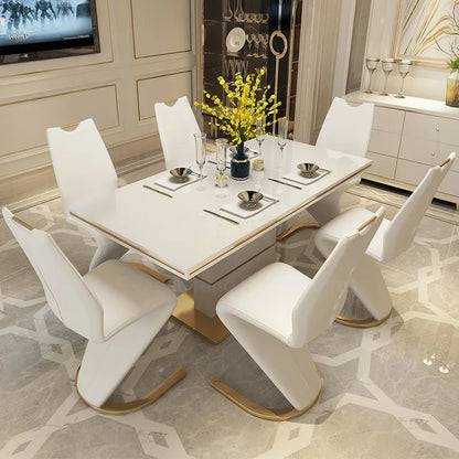 2 Pieces Chairs Modern Simple Z Shape Dining Chair PU Leather Home Living Room Chair Only Chairs L W