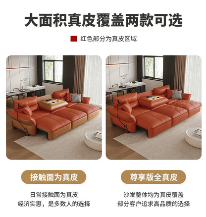 Relaxing Genuine Leather Sofa Living Room Electric Reclining Italian Sofa Lounge Luxury Divano Soggiorno Furniture Home