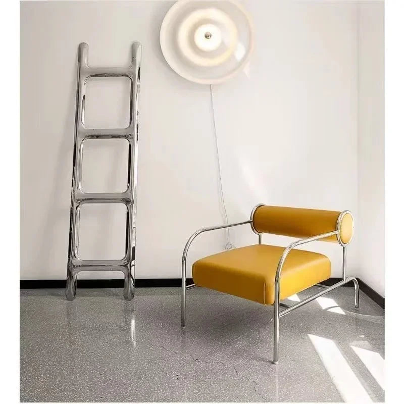 Stainless Steel Single Sofa Recliner Italian Living Room Furniture Home Leisure Back Armchair Designer Fabric Living Room Chairs