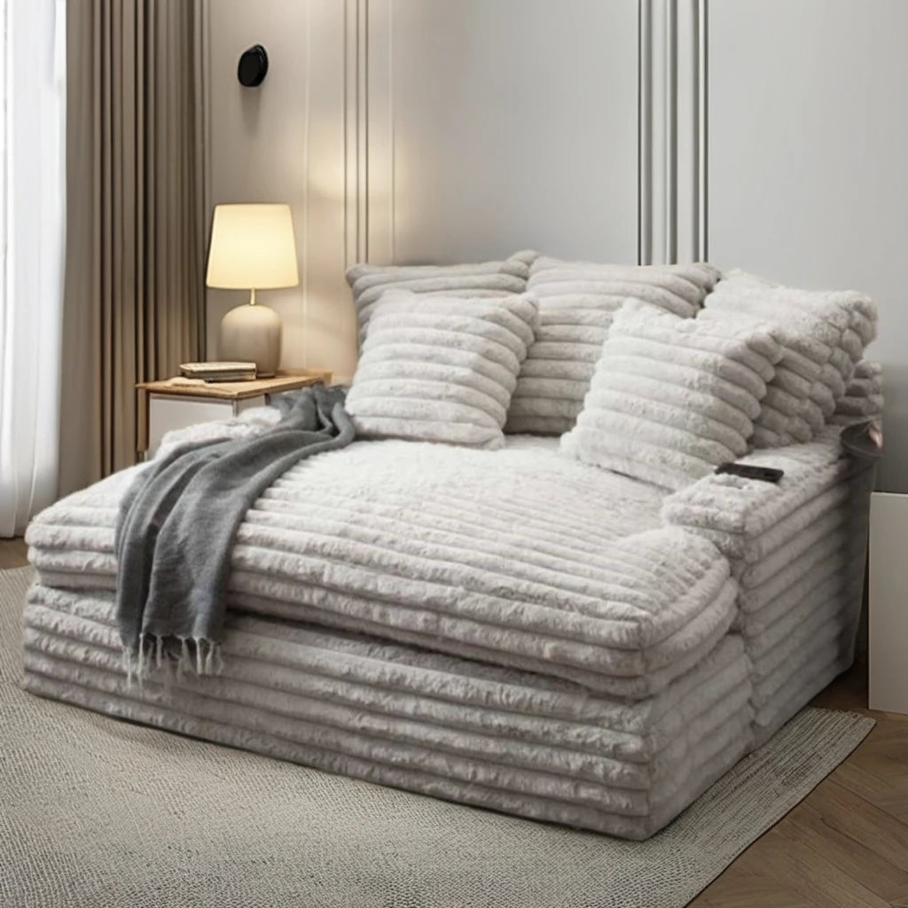 Custom Velvet-Feel Fabric Sectional Sofa Set Compressed sponge Reclining Corner Feature For Living Room Dining Hall