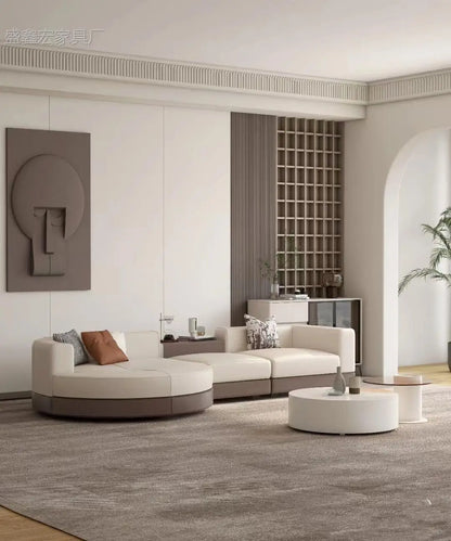Modern simple straight corner cotton and linen round concubine modern living room sofa